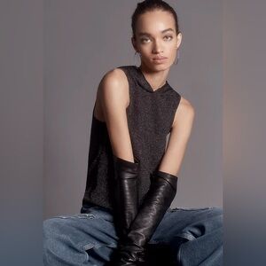 🆕 Anthropologie Pilcro hooded top in black metallic size small